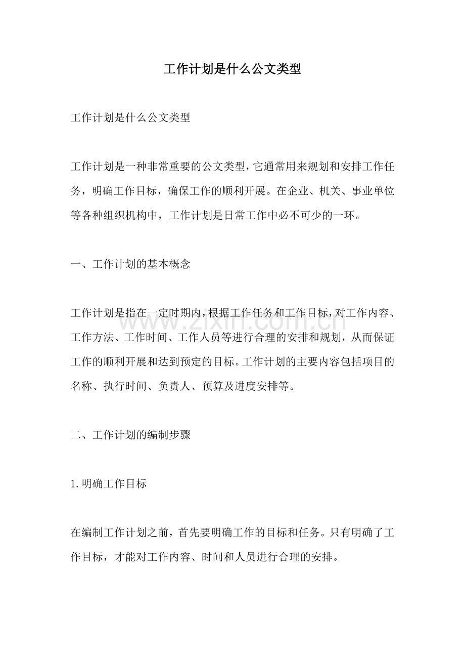 工作计划是什么公文类型.docx_第1页