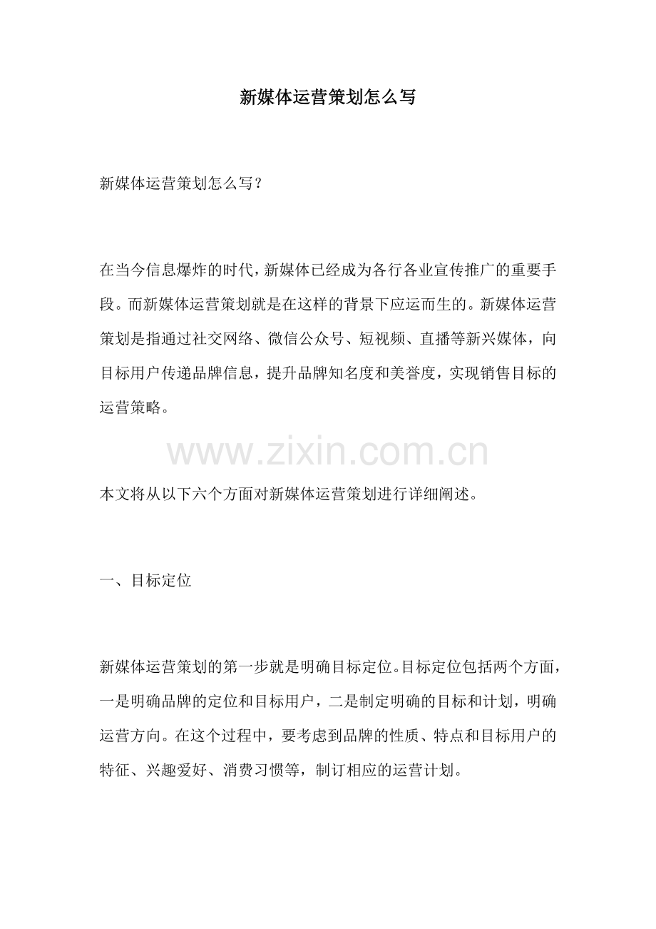 新媒体运营策划怎么写.docx_第1页