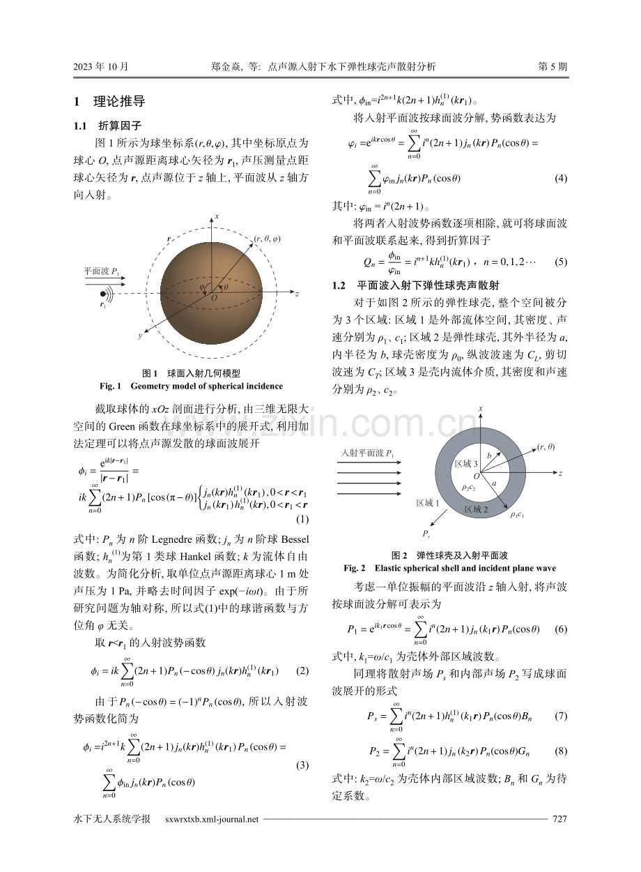 点声源入射下水下弹性球壳声散射分析.pdf_第3页