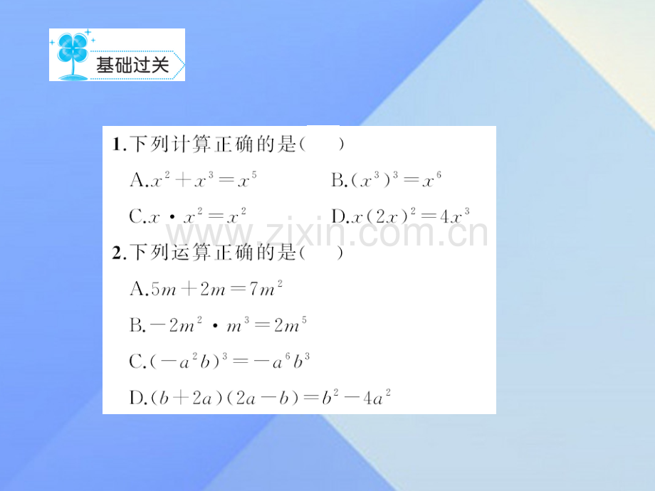 八年级数学上册141整式乘法作业新版新人教版.pptx_第2页