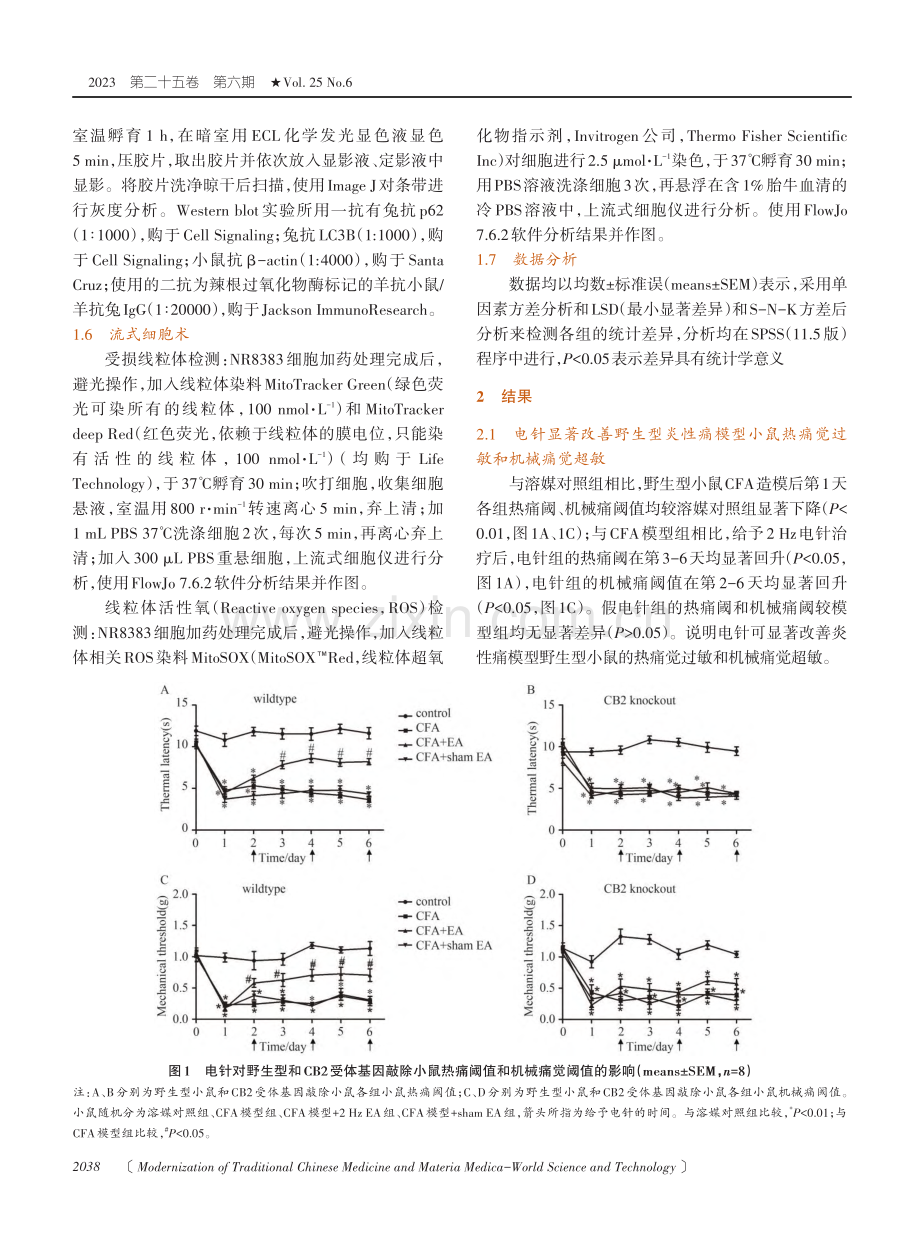 电针激活CB2受体增强细胞自噬功能缓解炎性痛的机制.pdf_第3页