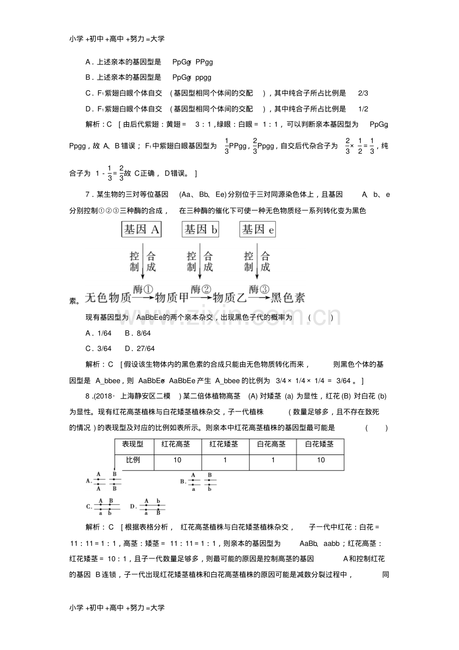 高考生物一轮复习第五单元遗传的基本规律第15讲基因的自由组合定律练习案.pdf_第3页