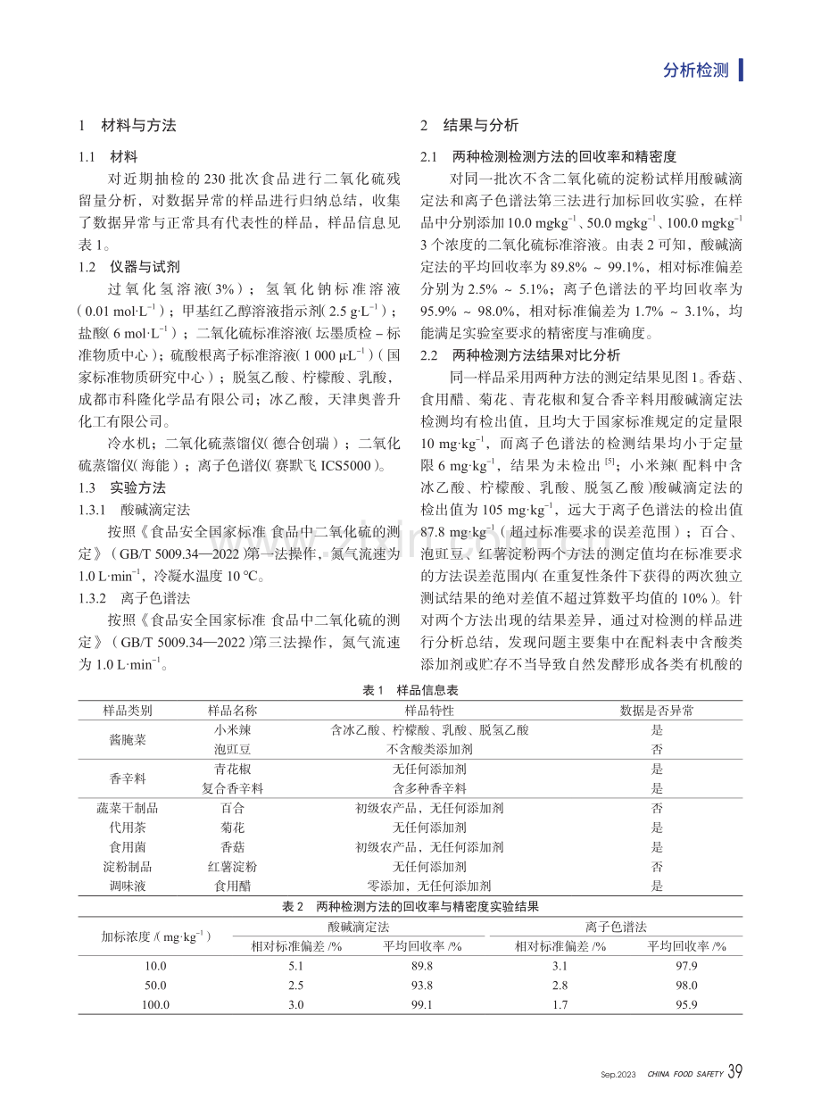 滴定法测定食品中二氧化硫的不适用性及原因分析.pdf_第2页