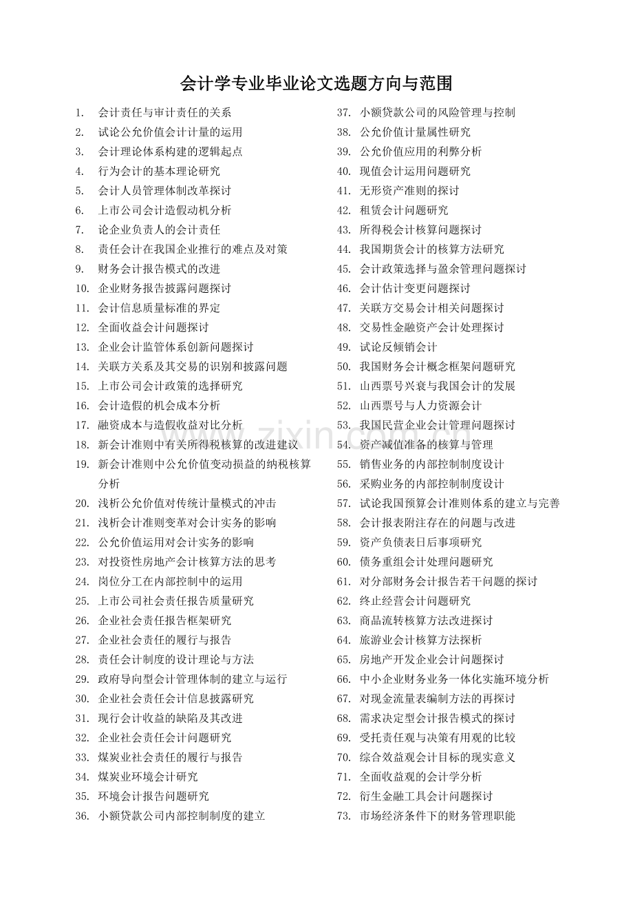 2014会计学专业的选题方向与范围.doc_第1页