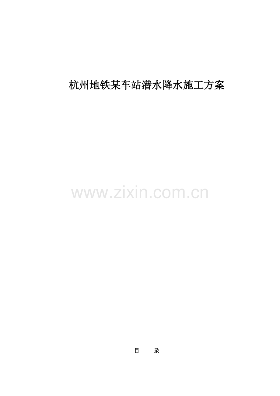 杭州地铁某车站潜水降水施工方案.docx_第1页