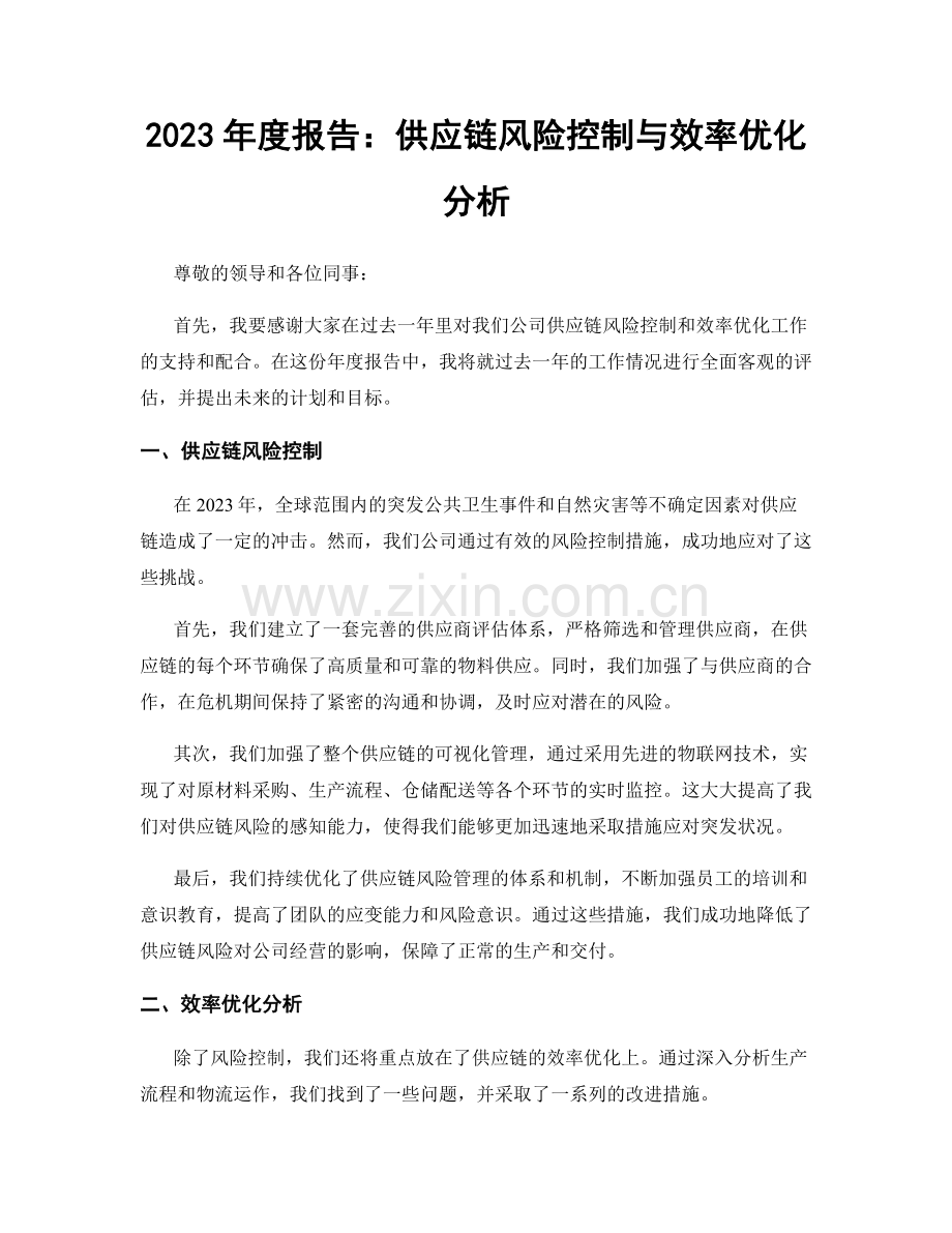 2023年度报告：供应链风险控制与效率优化分析.docx_第1页