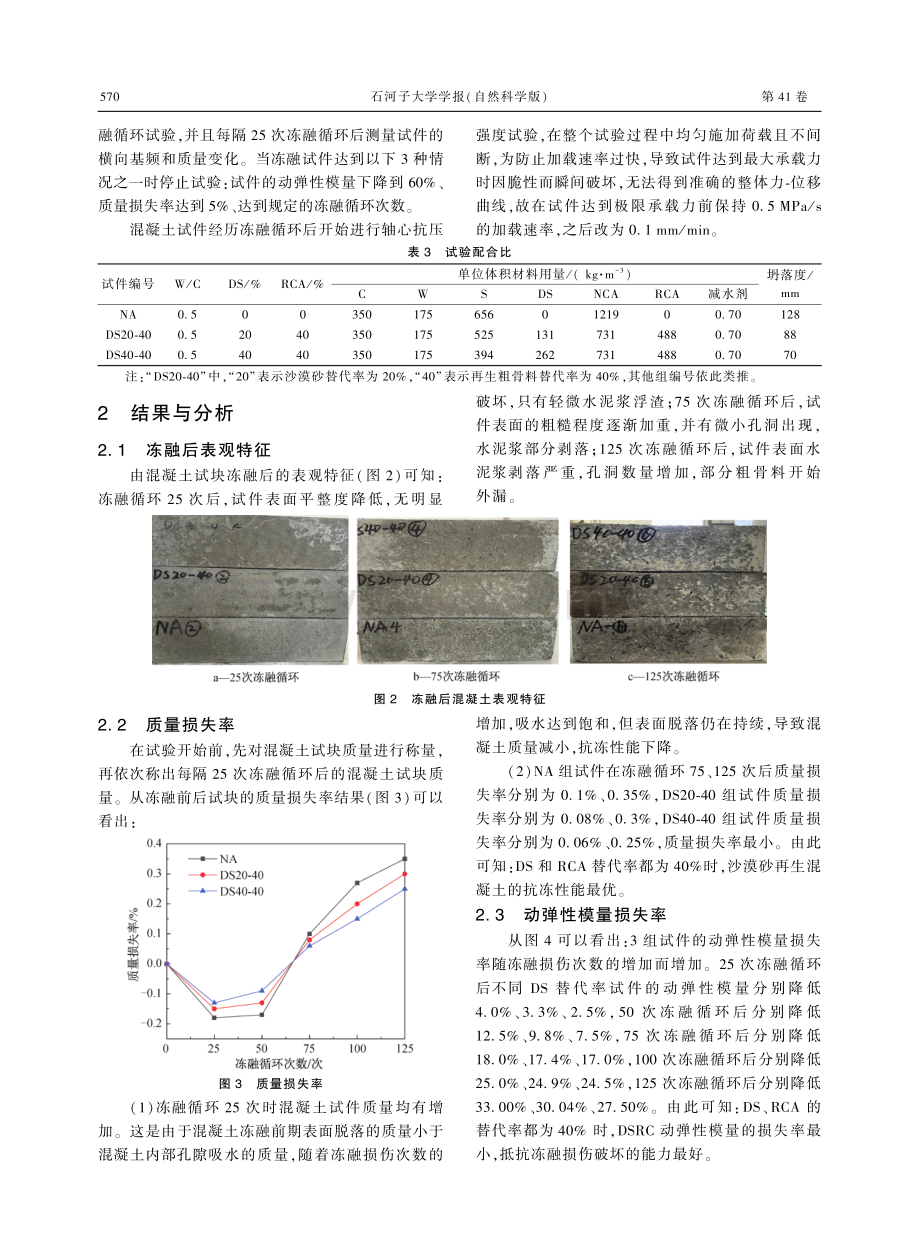 冻融环境下沙漠砂再生混凝土的轴心抗压力学性能试验研究.pdf_第3页