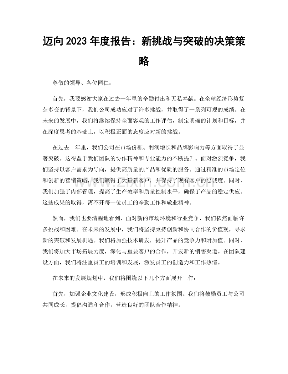 迈向2023年度报告：新挑战与突破的决策策略.docx_第1页