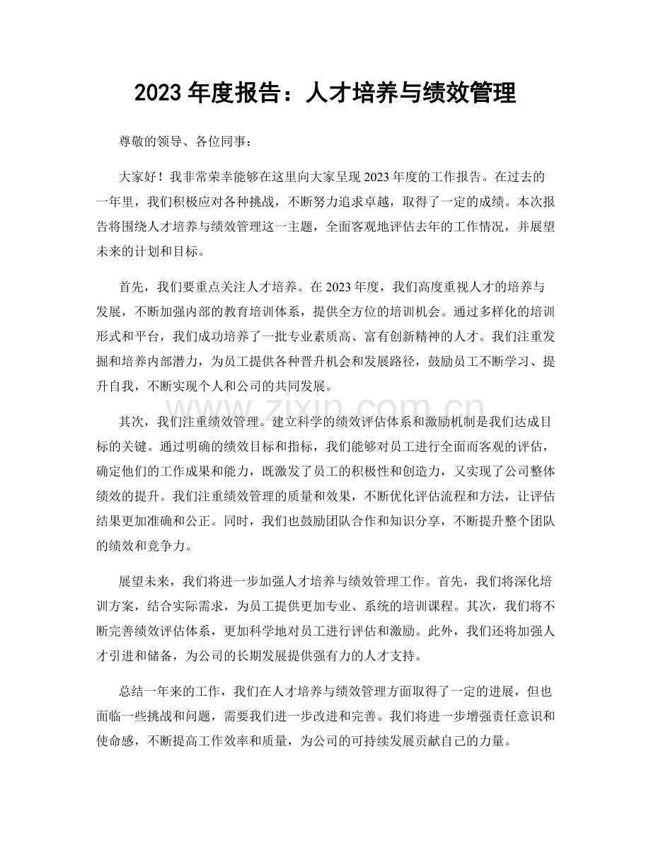 2023年度报告：人才培养与绩效管理.docx_第1页