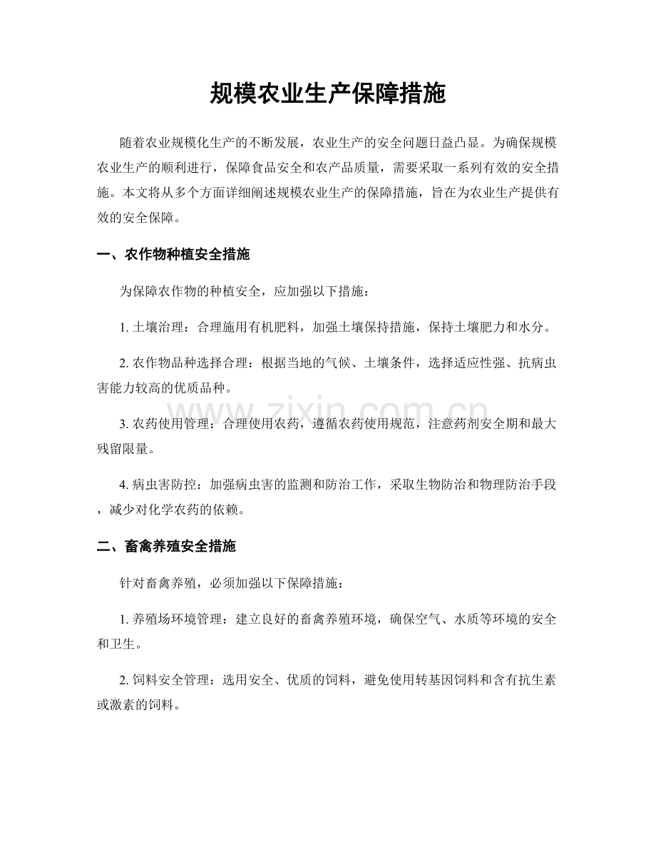 规模农业生产保障措施.docx_第1页