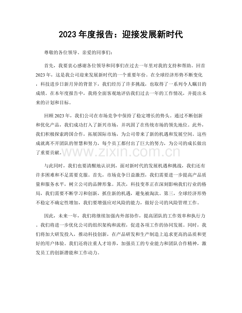 2023年度报告：迎接发展新时代.docx_第1页