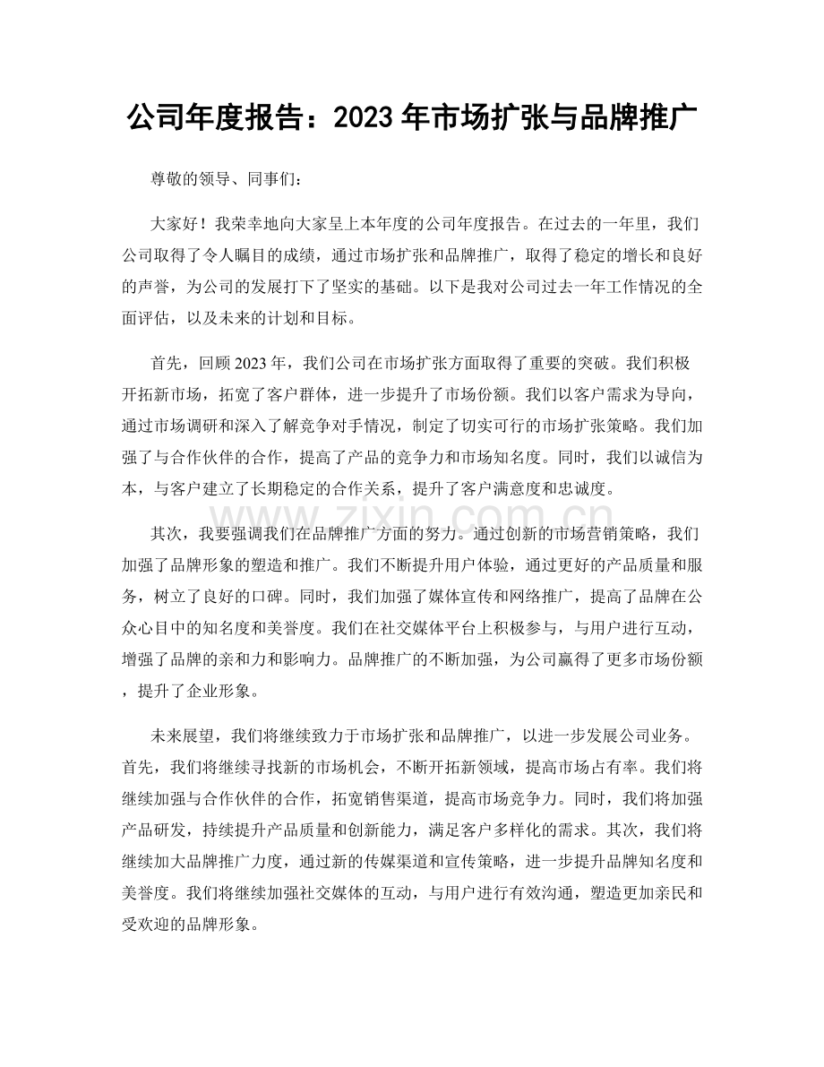 公司年度报告：2023年市场扩张与品牌推广.docx_第1页