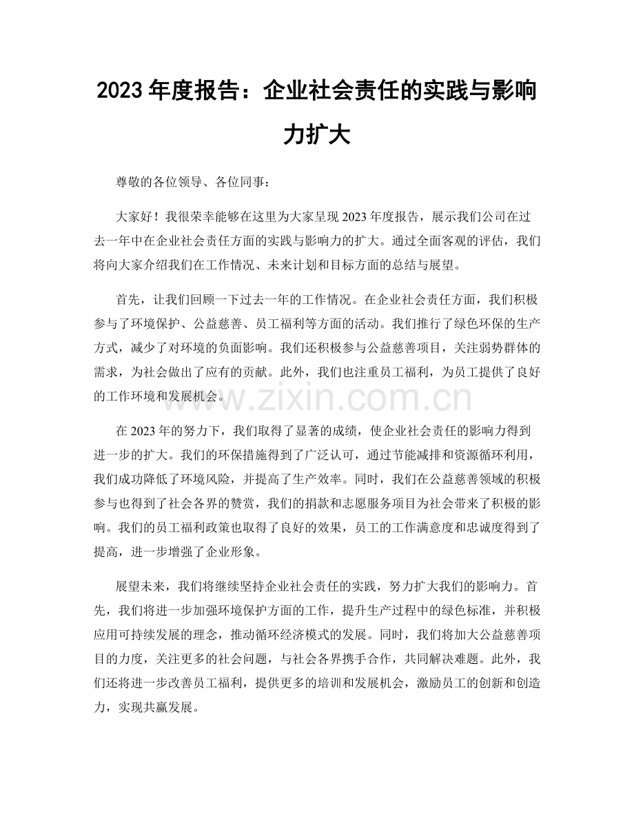 2023年度报告：企业社会责任的实践与影响力扩大.docx_第1页