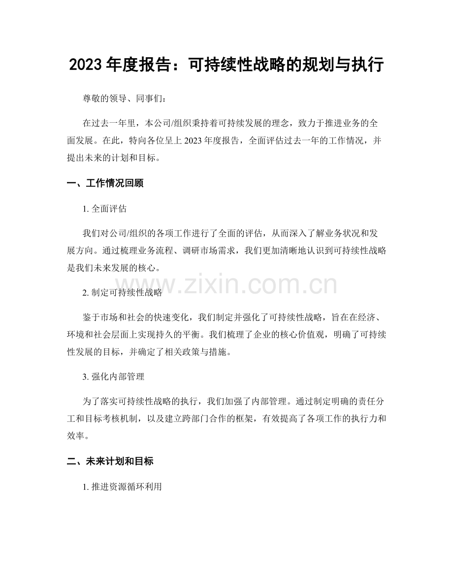 2023年度报告：可持续性战略的规划与执行.docx_第1页