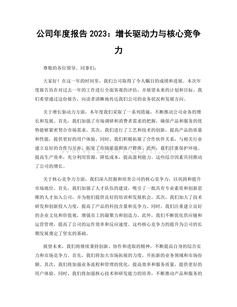 公司年度报告2023：增长驱动力与核心竞争力.docx_第1页