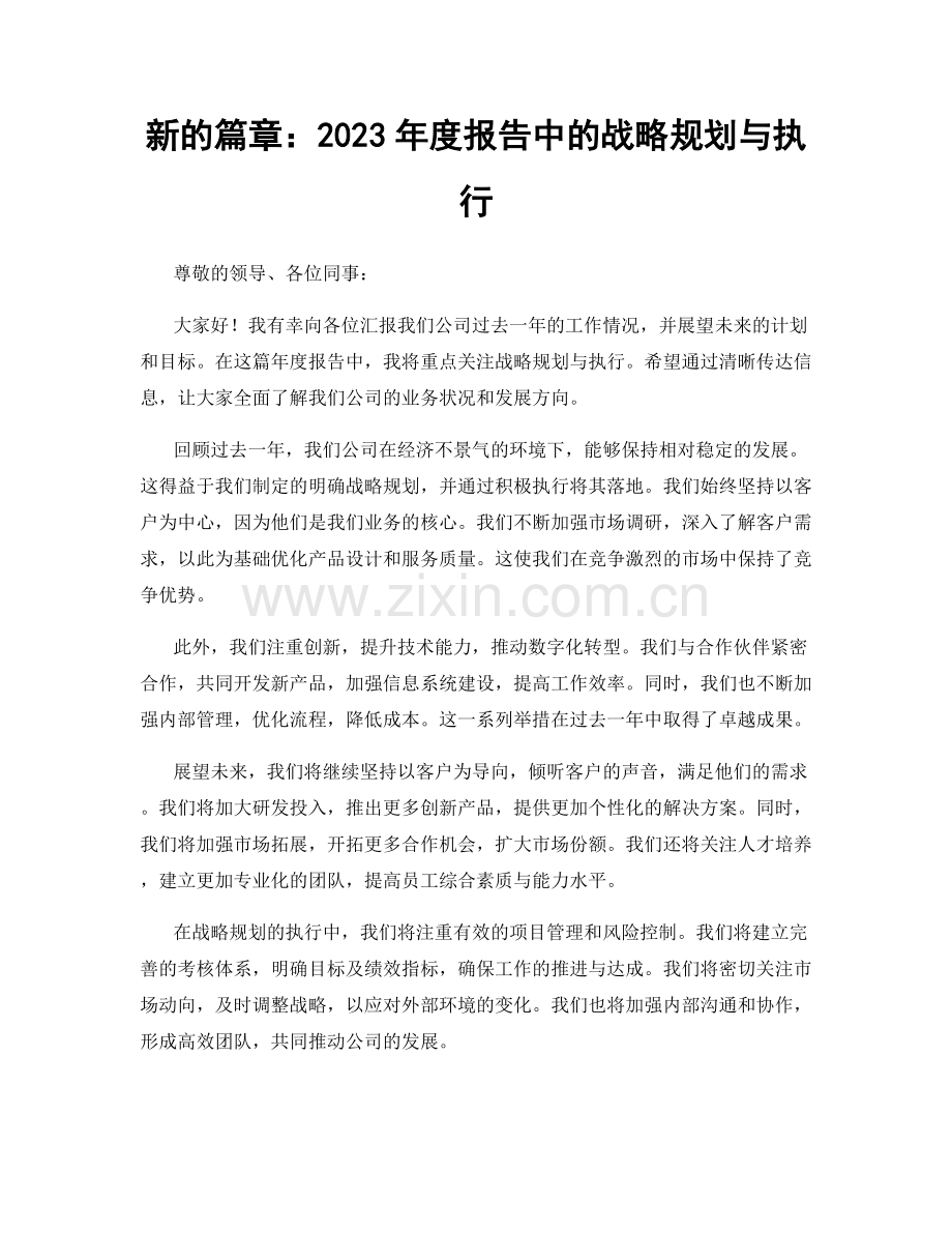 新的篇章：2023年度报告中的战略规划与执行.docx_第1页