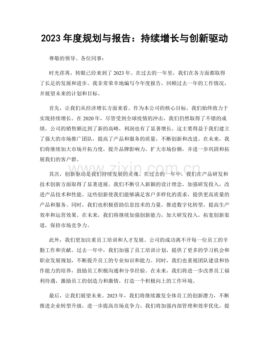 2023年度规划与报告：持续增长与创新驱动.docx_第1页