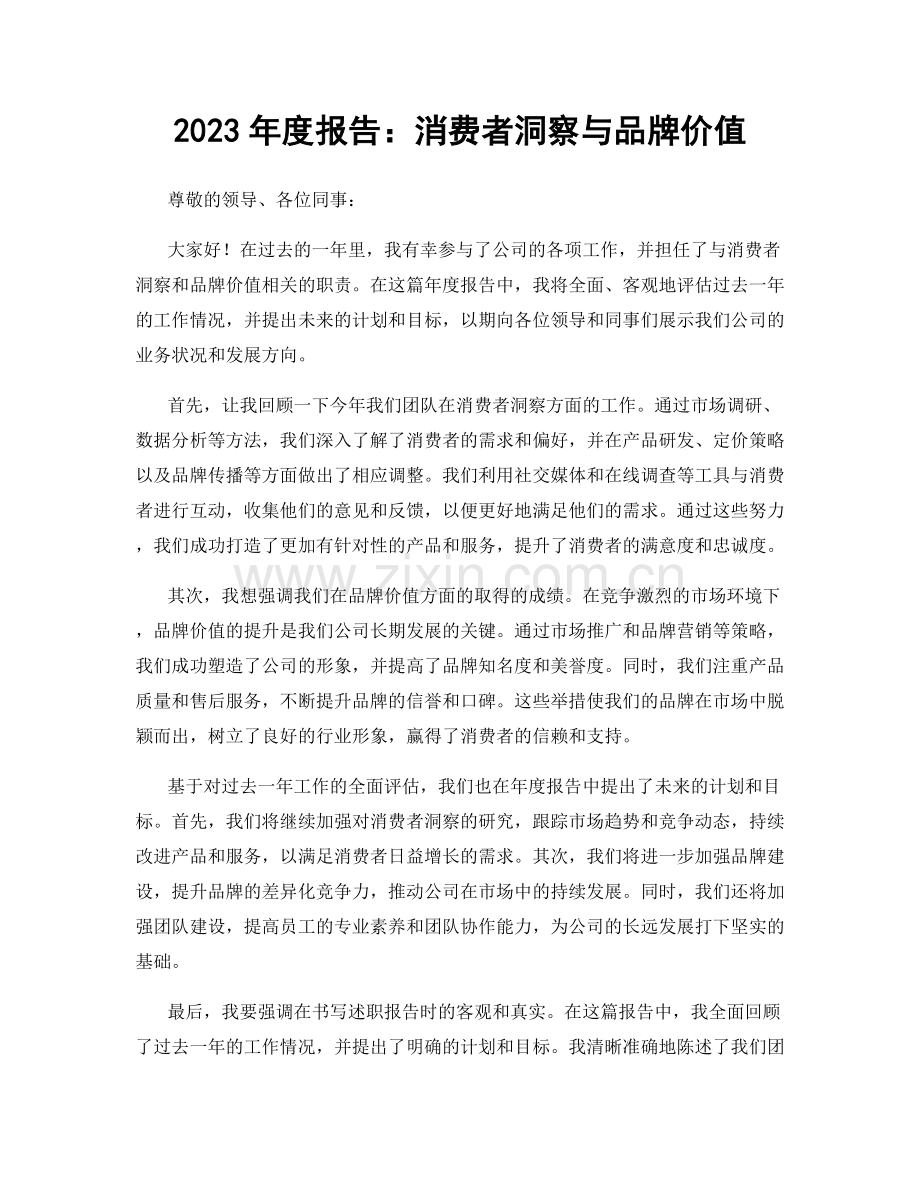 2023年度报告：消费者洞察与品牌价值.docx_第1页