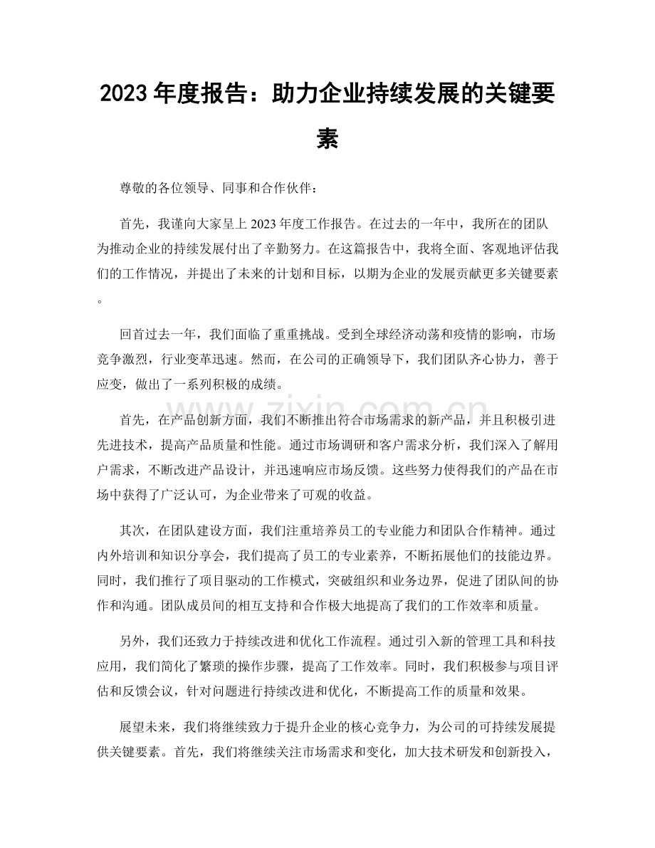 2023年度报告：助力企业持续发展的关键要素.docx_第1页