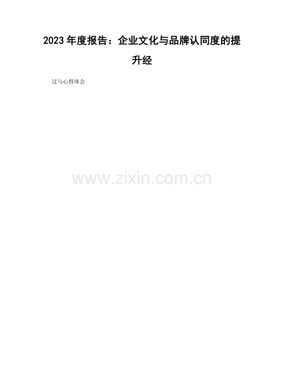 2023年度报告：企业文化与品牌认同度的提升经.docx_第1页