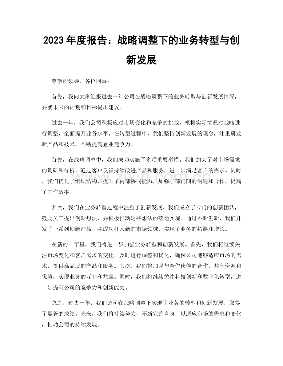 2023年度报告：战略调整下的业务转型与创新发展.docx_第1页