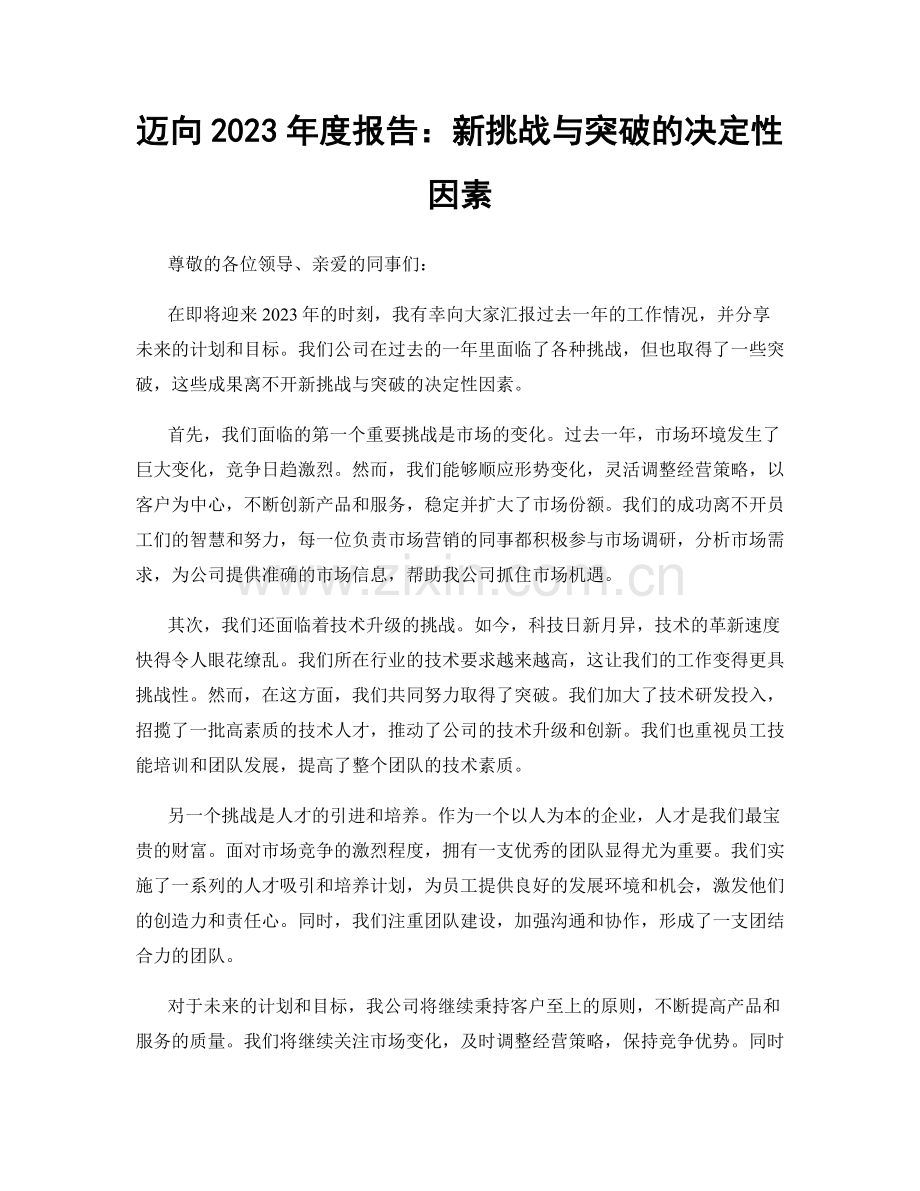 迈向2023年度报告：新挑战与突破的决定性因素.docx_第1页