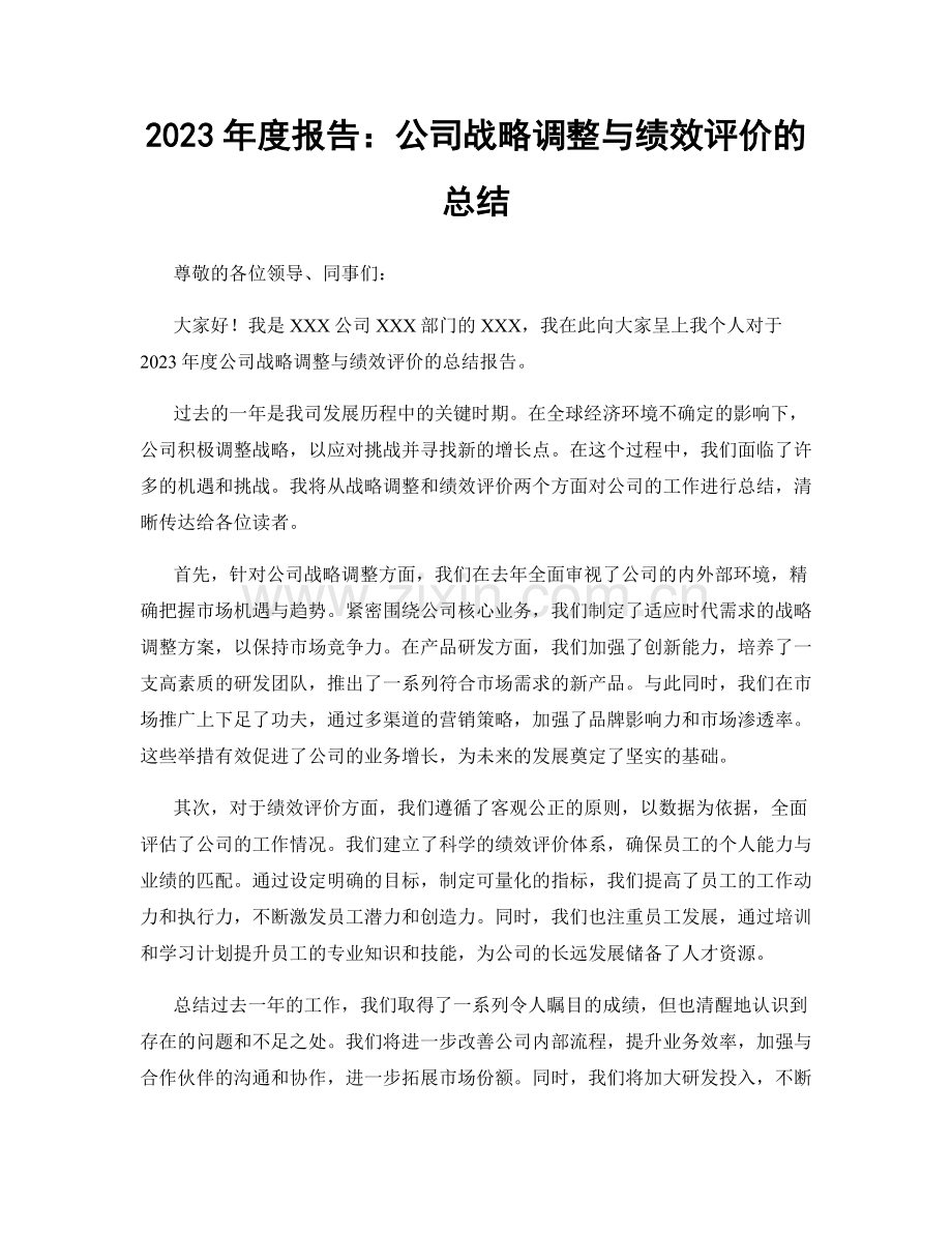 2023年度报告：公司战略调整与绩效评价的总结.docx_第1页