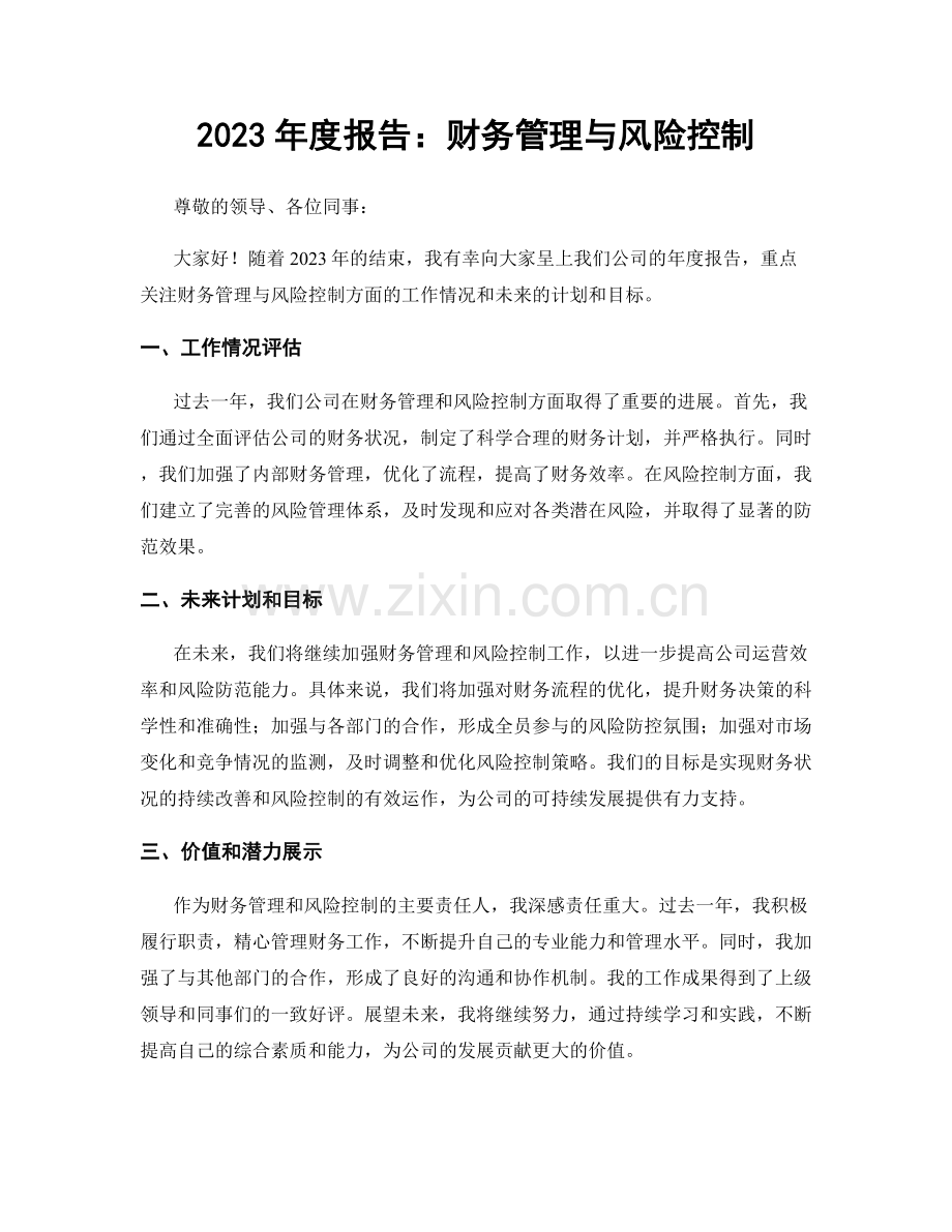 2023年度报告：财务管理与风险控制.docx_第1页