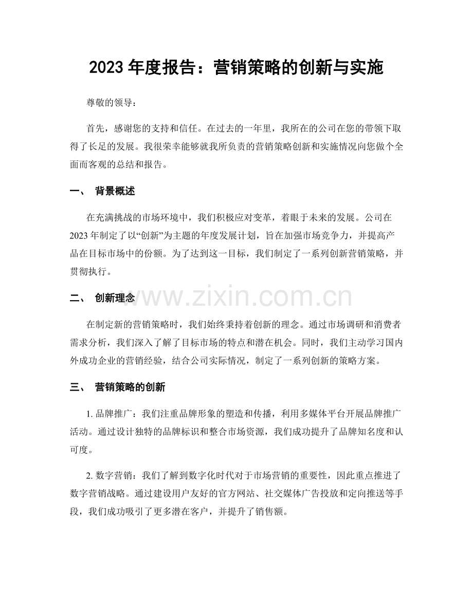 2023年度报告：营销策略的创新与实施.docx_第1页