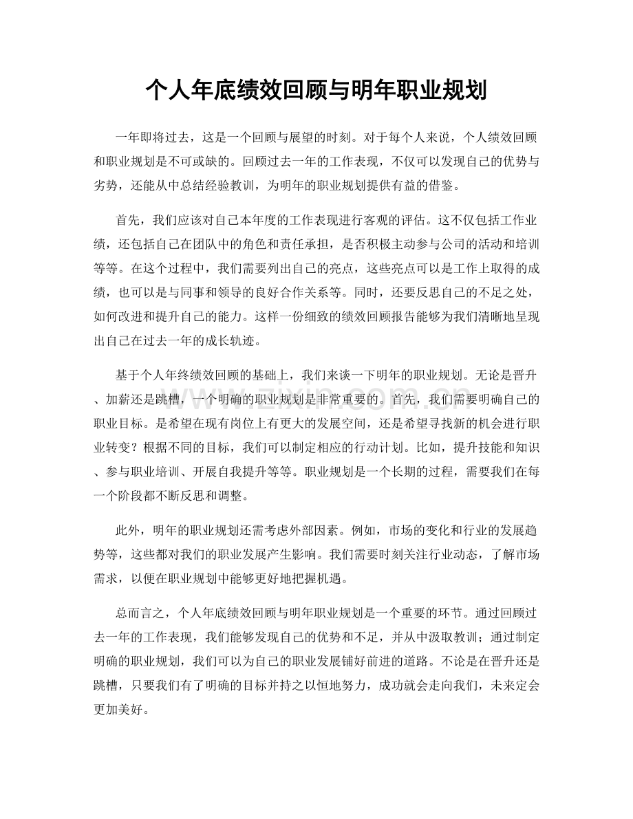 个人年底绩效回顾与明年职业规划.docx_第1页