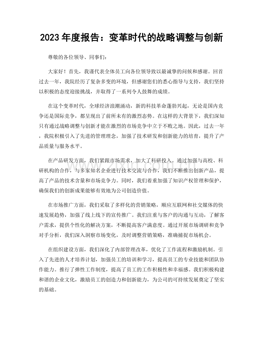 2023年度报告：变革时代的战略调整与创新.docx_第1页