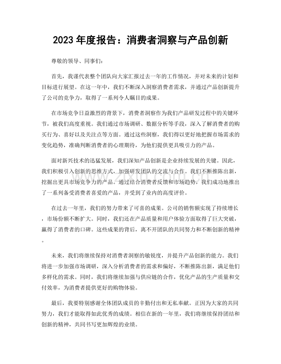 2023年度报告：消费者洞察与产品创新.docx_第1页