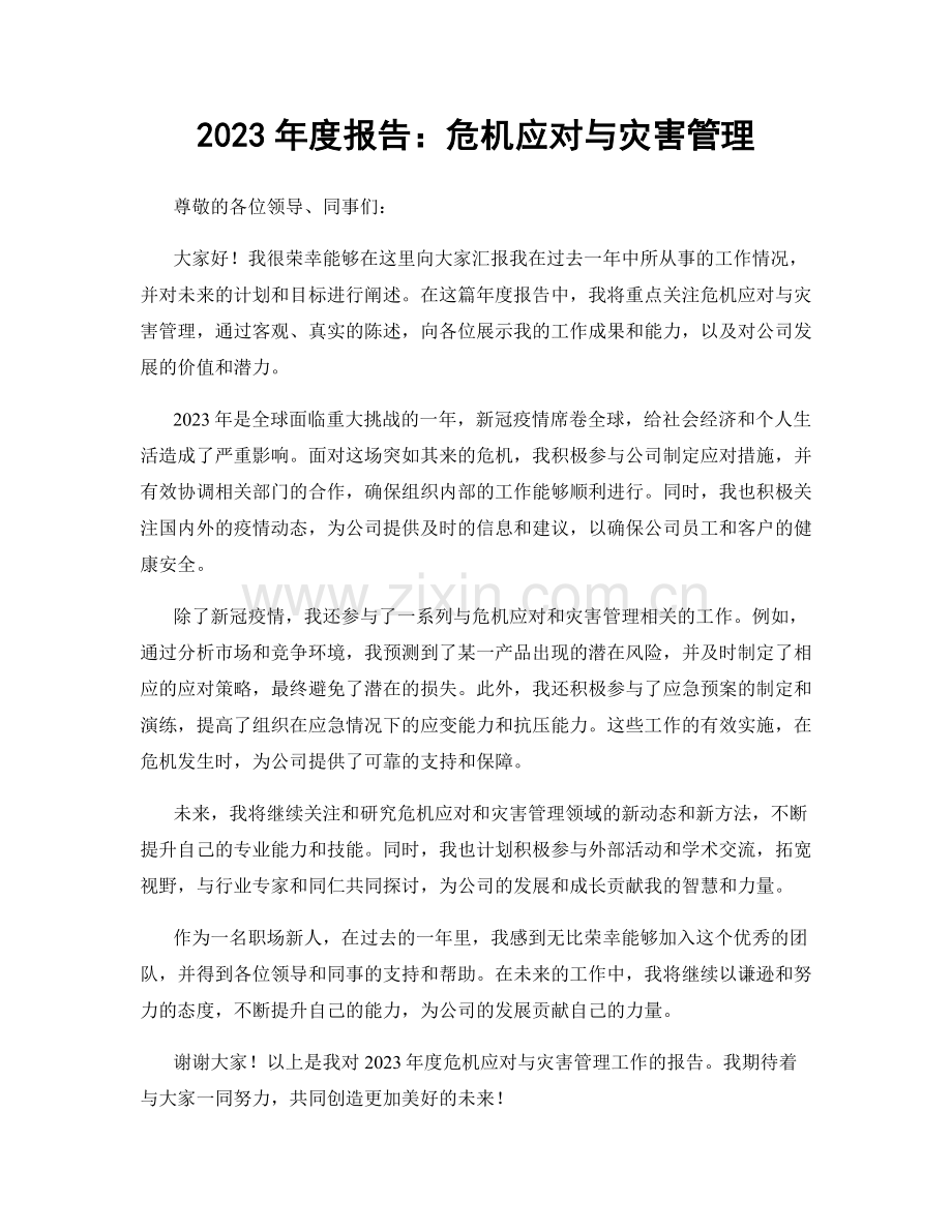 2023年度报告：危机应对与灾害管理.docx_第1页