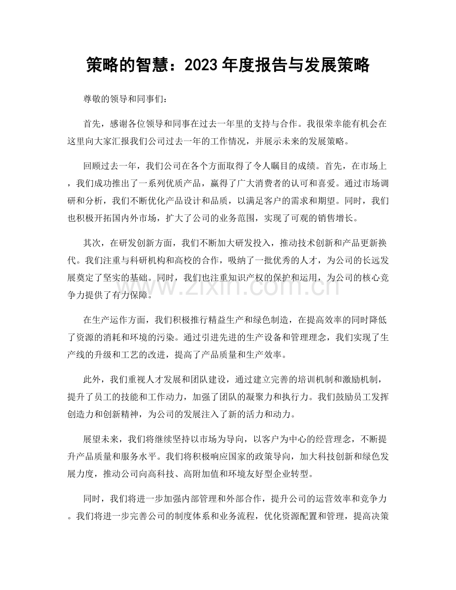 策略的智慧：2023年度报告与发展策略.docx_第1页