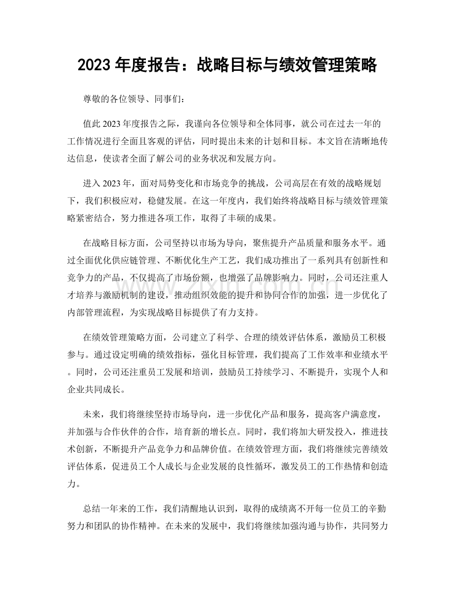 2023年度报告：战略目标与绩效管理策略.docx_第1页