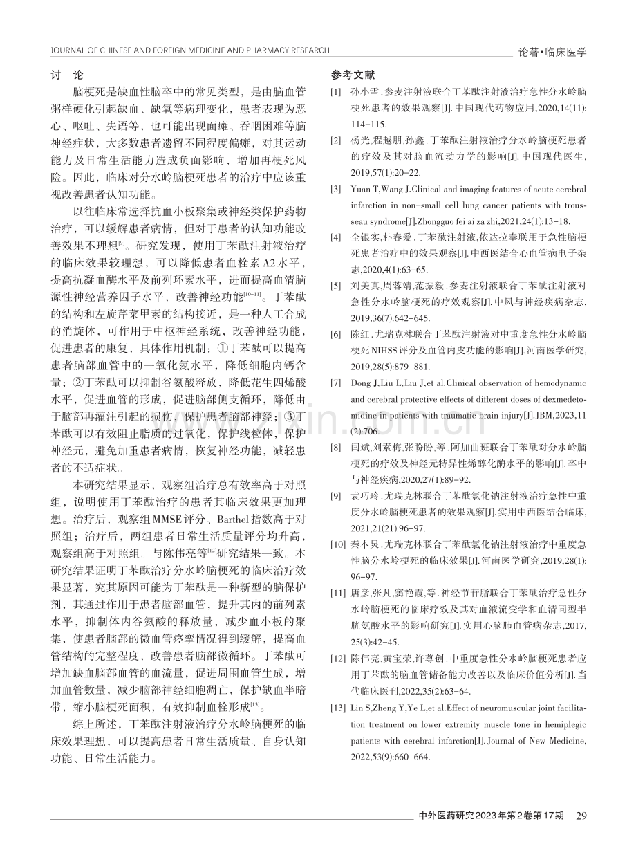 丁苯酞注射液在分水岭脑梗死患者中的治疗效果.pdf_第3页