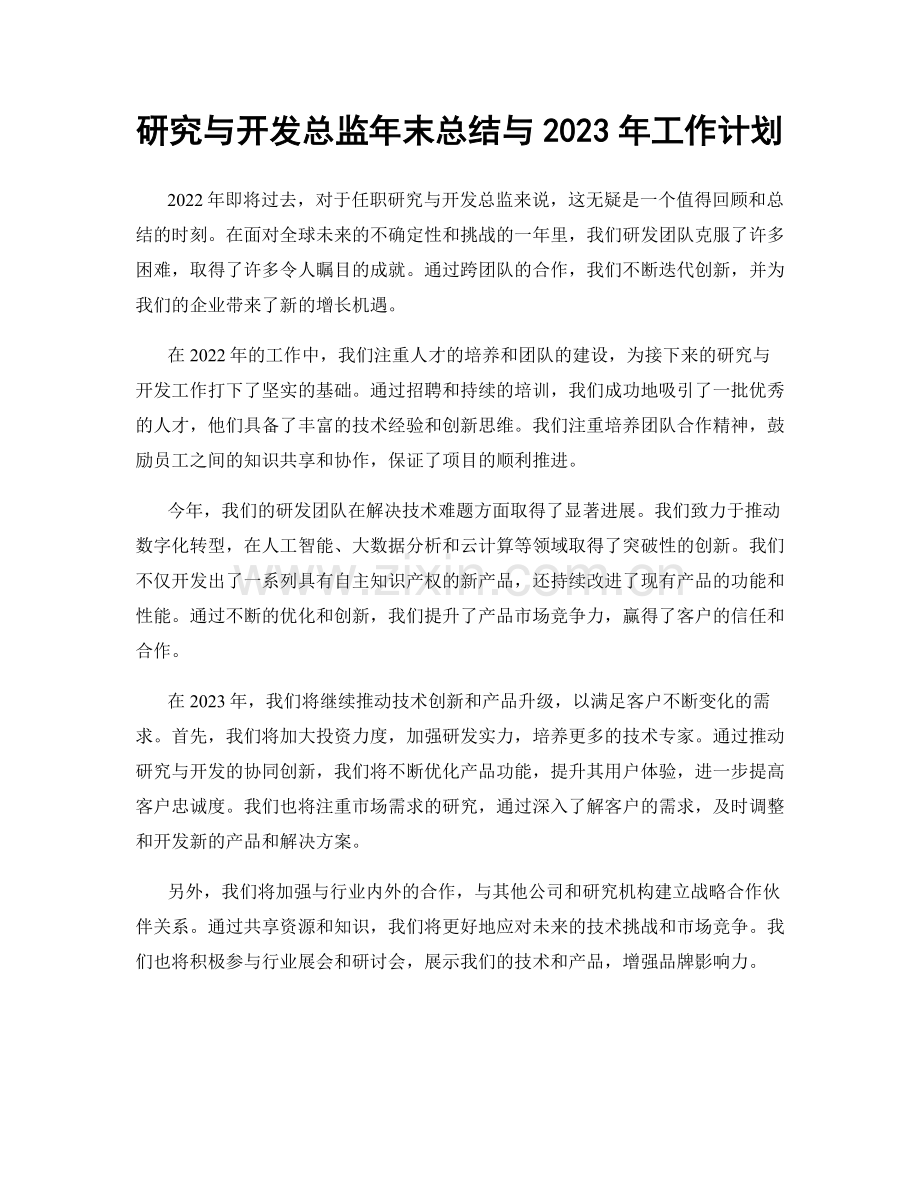 研究与开发总监年末总结与2023年工作计划.docx_第1页