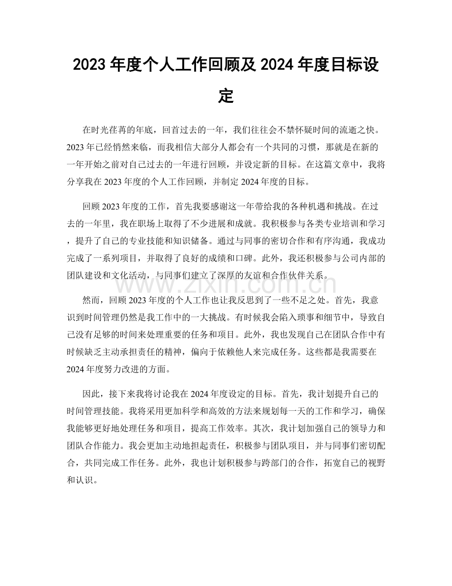 2023年度个人工作回顾及2024年度目标设定.docx_第1页