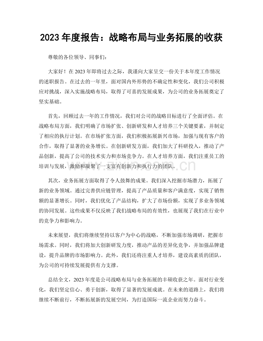 2023年度报告：战略布局与业务拓展的收获.docx_第1页