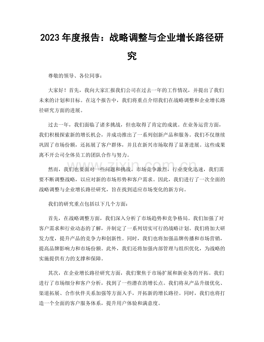 2023年度报告：战略调整与企业增长路径研究.docx_第1页