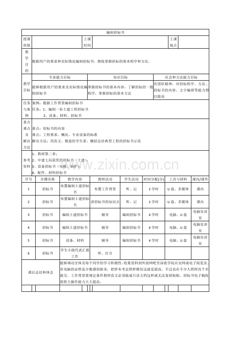 工程招投标与合同管理单元教学设计.doc_第2页