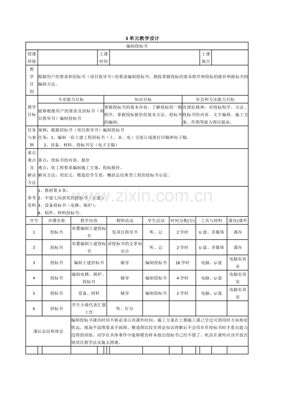 工程招投标与合同管理单元教学设计.doc_第3页