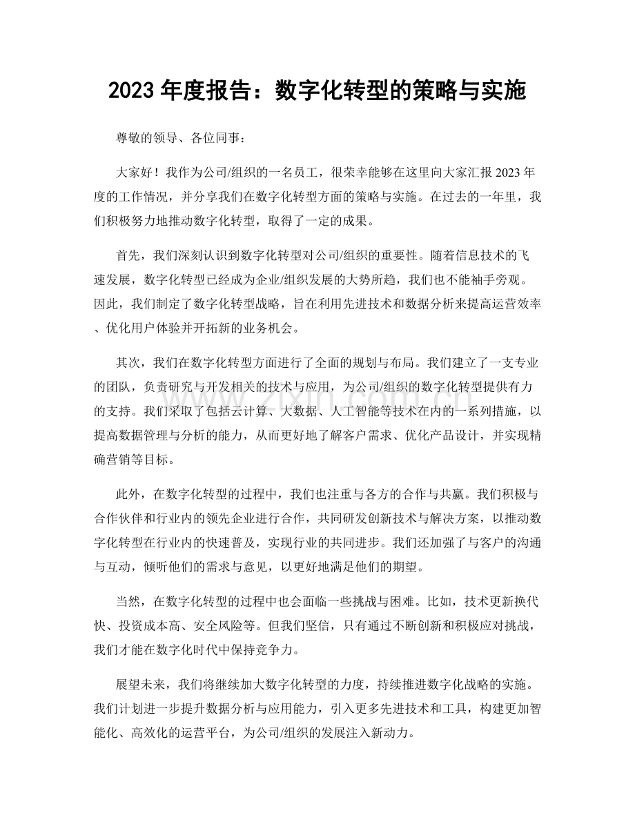 2023年度报告：数字化转型的策略与实施.docx_第1页