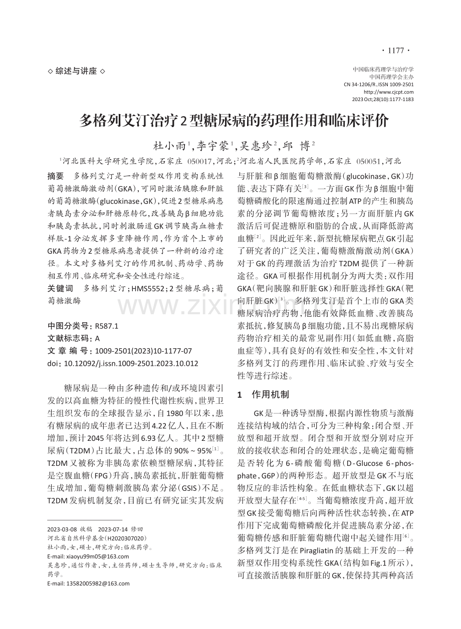 多格列艾汀治疗2型糖尿病的药理作用和临床评价.pdf_第1页