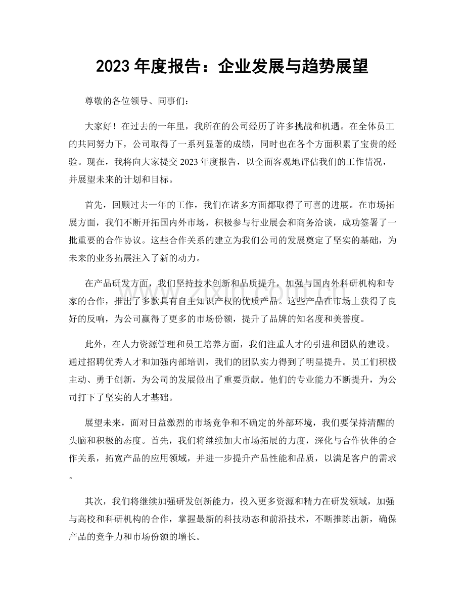 2023年度报告：企业发展与趋势展望.docx_第1页