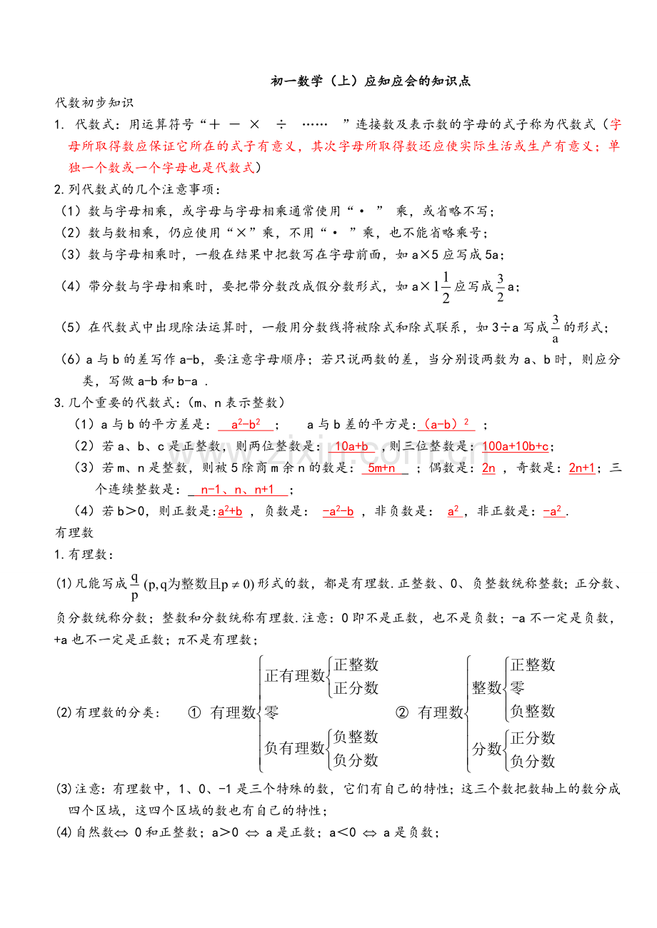 鲁教版初一数学上册知识点总结归纳.doc_第1页