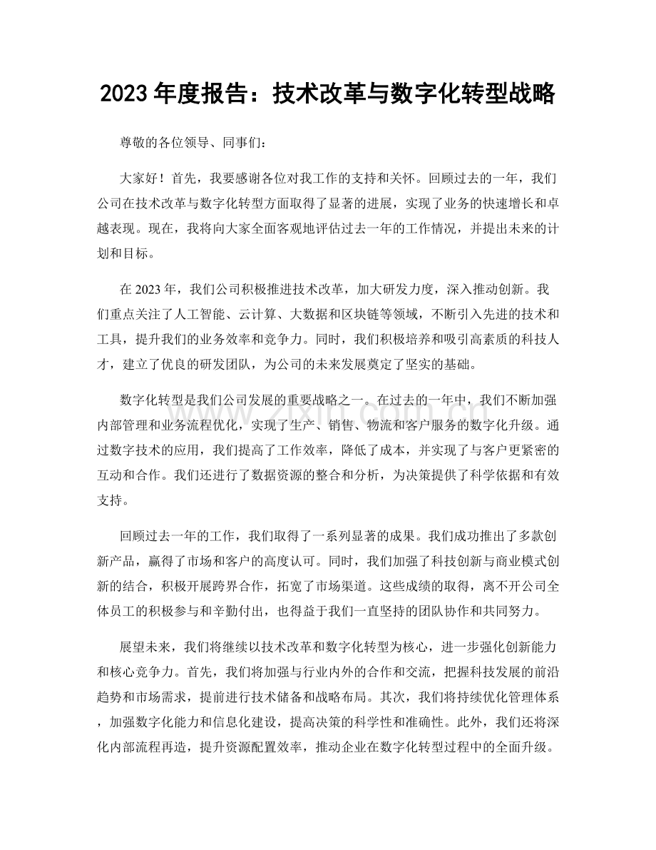 2023年度报告：技术改革与数字化转型战略.docx_第1页