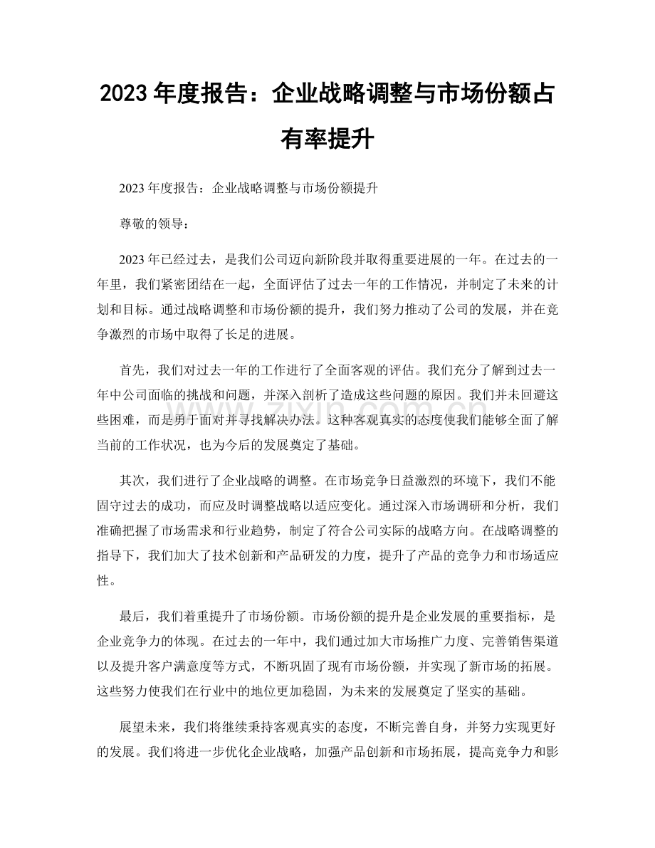 2023年度报告：企业战略调整与市场份额占有率提升.docx_第1页