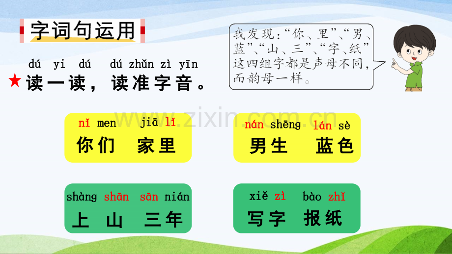 一年级上册语文园地五字词句运用书写提示.pptx_第3页