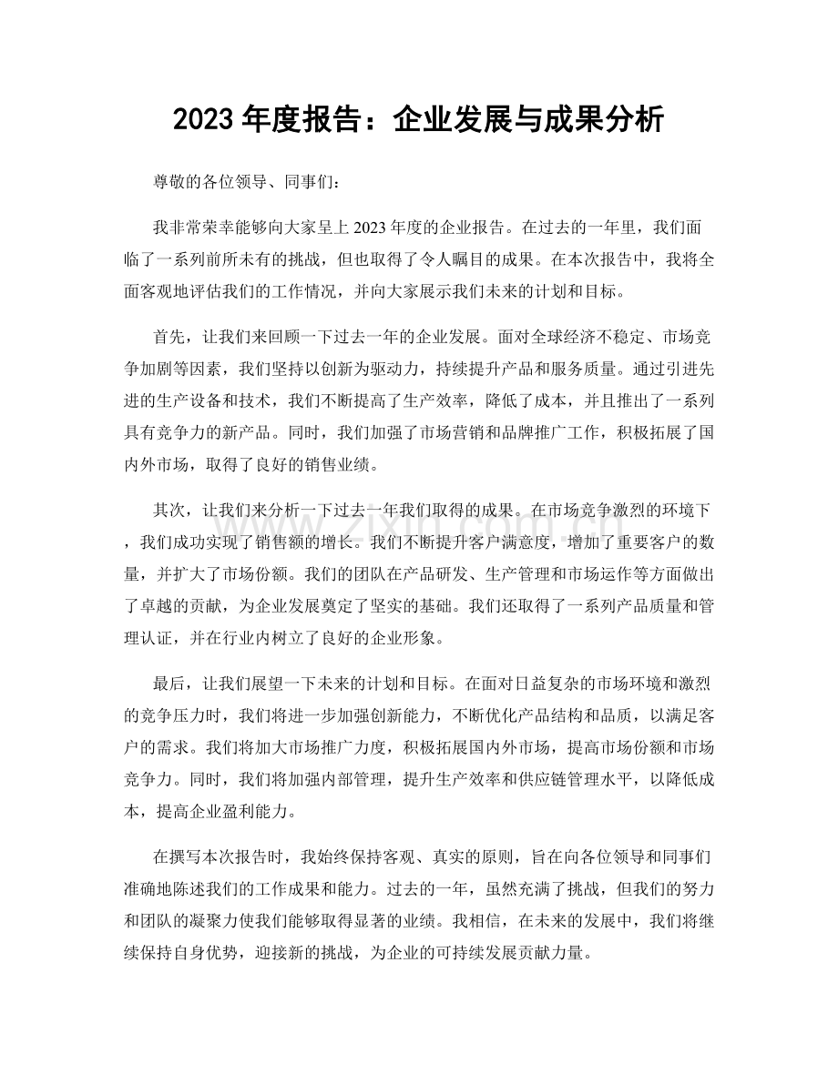 2023年度报告：企业发展与成果分析.docx_第1页